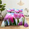 Tulip Bed Sheets Set With Pillows Case Flowers Bedsheet With Pillowcase 2 Pcs 3Pcs For Single Double Beds King Full Twin Size