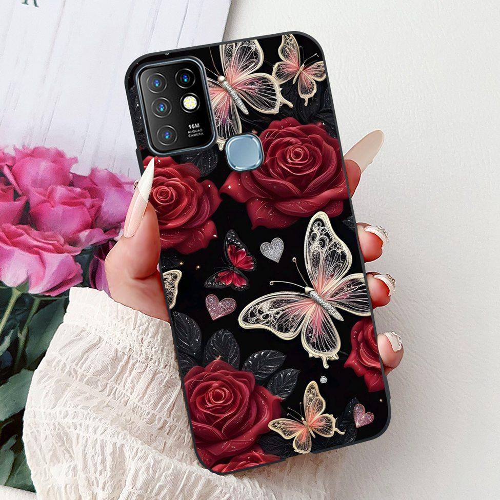Для Infinix Hot 10 Чехол Силиконовый Милый Кот Модные Цветы Роскошная Расписная Задняя Крышка Для Чехла Телефона Inifnix Hot 10 X682B X682C