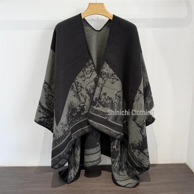 Refined Ethnic Style Women's Imitation Cashmere Cloak and Scarf for Autumn/Winter
