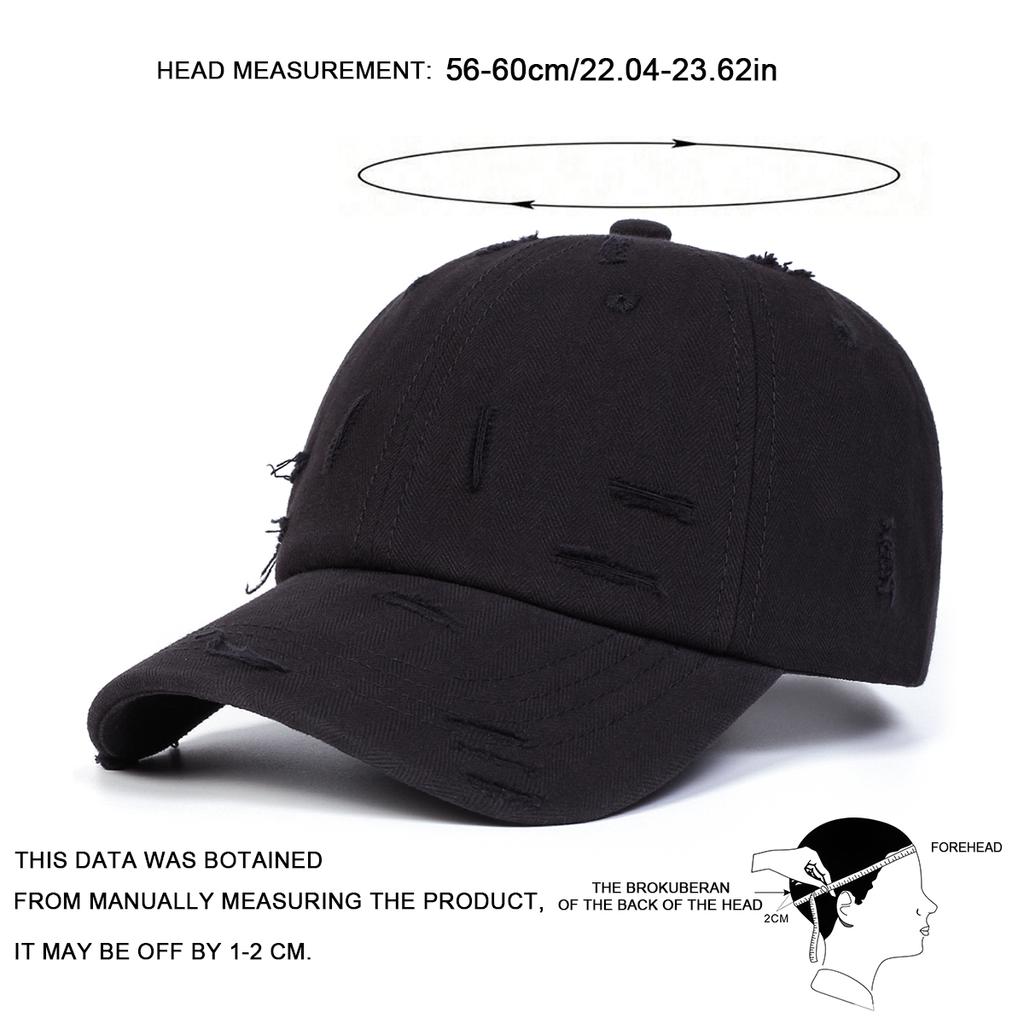 Unisex Solid Color Adjustable Ripped Hole Denim Baseball Hat Hip Hop Caps Spring Autumn Outdoor Leisure Hats Travel Accessories for Women Men