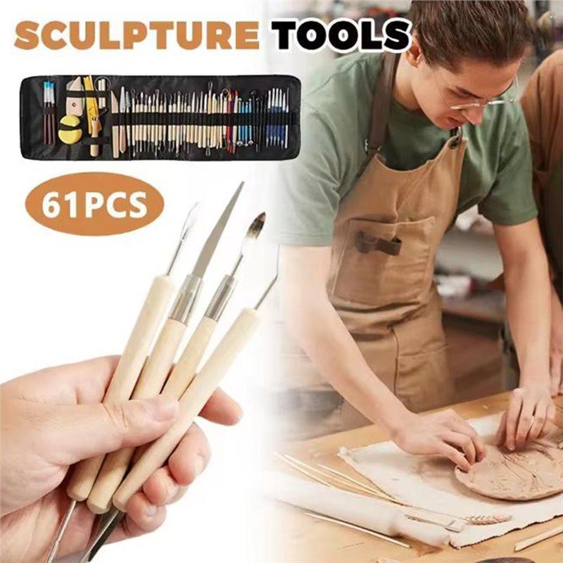 A25F-Pottery Tools 61PCS For Polymer Clay For Sculpting Tools Kit For DIY Handcraft Modeling Clay Carving Tools Set