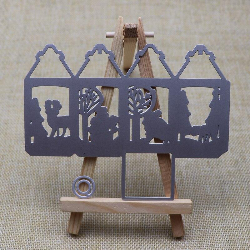 Рождественская коробка Металлические штампы для резки Олень Дерево Снеговик Трафарет для изготовления открыток Тиснение Бумажные открытки своими руками