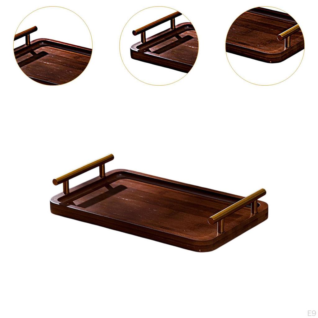 Прямоугольный деревянный поднос для подачи чая и закусок дома