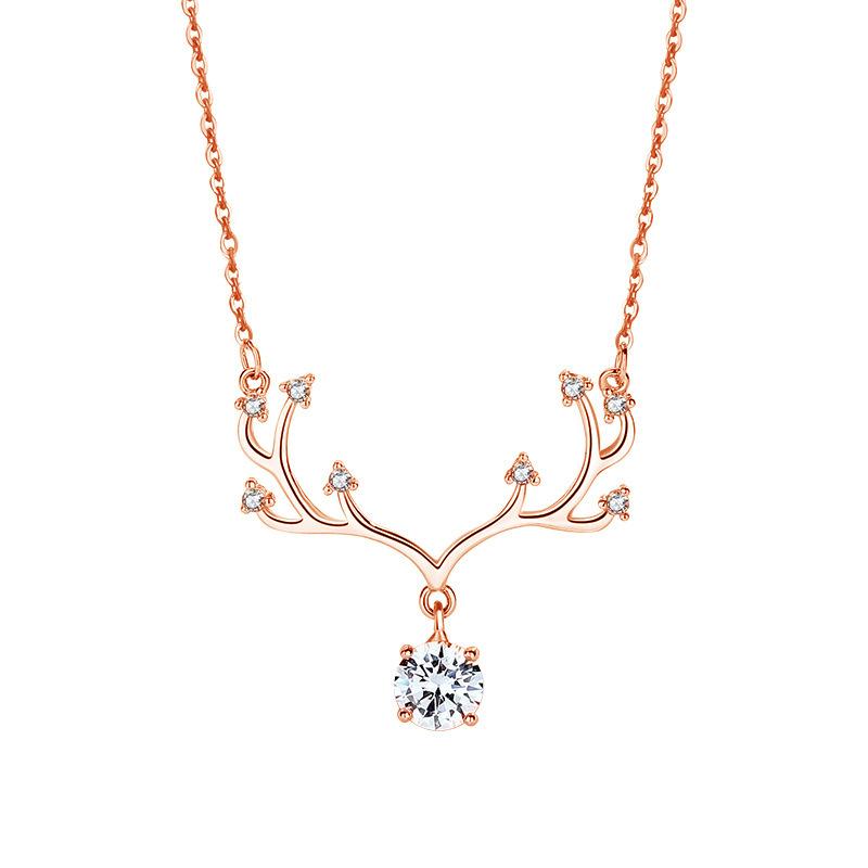 Ты - ожерелье для японской и корейской студентки, подвеска в виде маленького рога лося, цепочка на ключицу, цепочка на шею