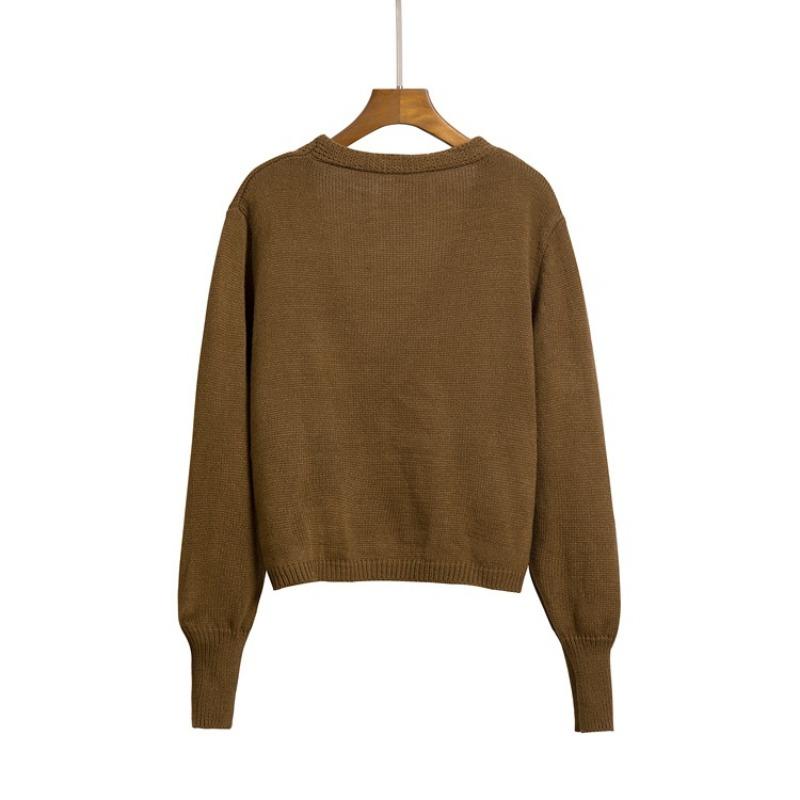French Style Loose V Neck Long Sleeve Knit Cardigan Sweater For Women