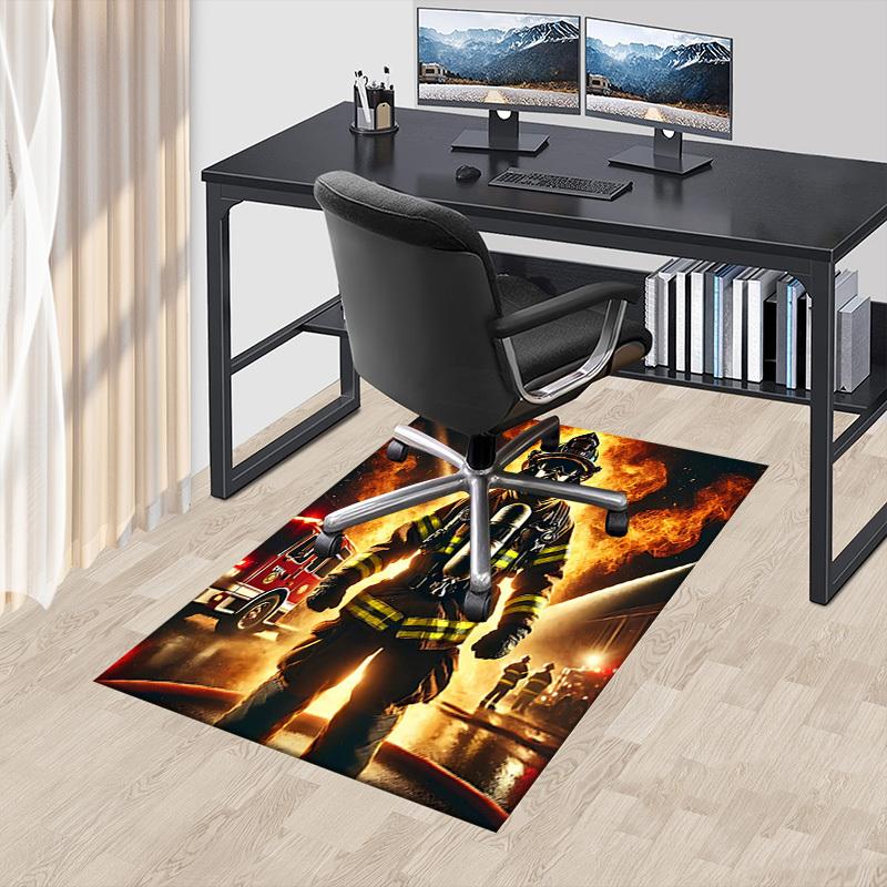 1PC firefighter firetruck Non-Slip Floor Carpet Compatible for Office&Living Room&Bedroom&Dining room - Flat-Weave Machine-Washable Rectangular-W233