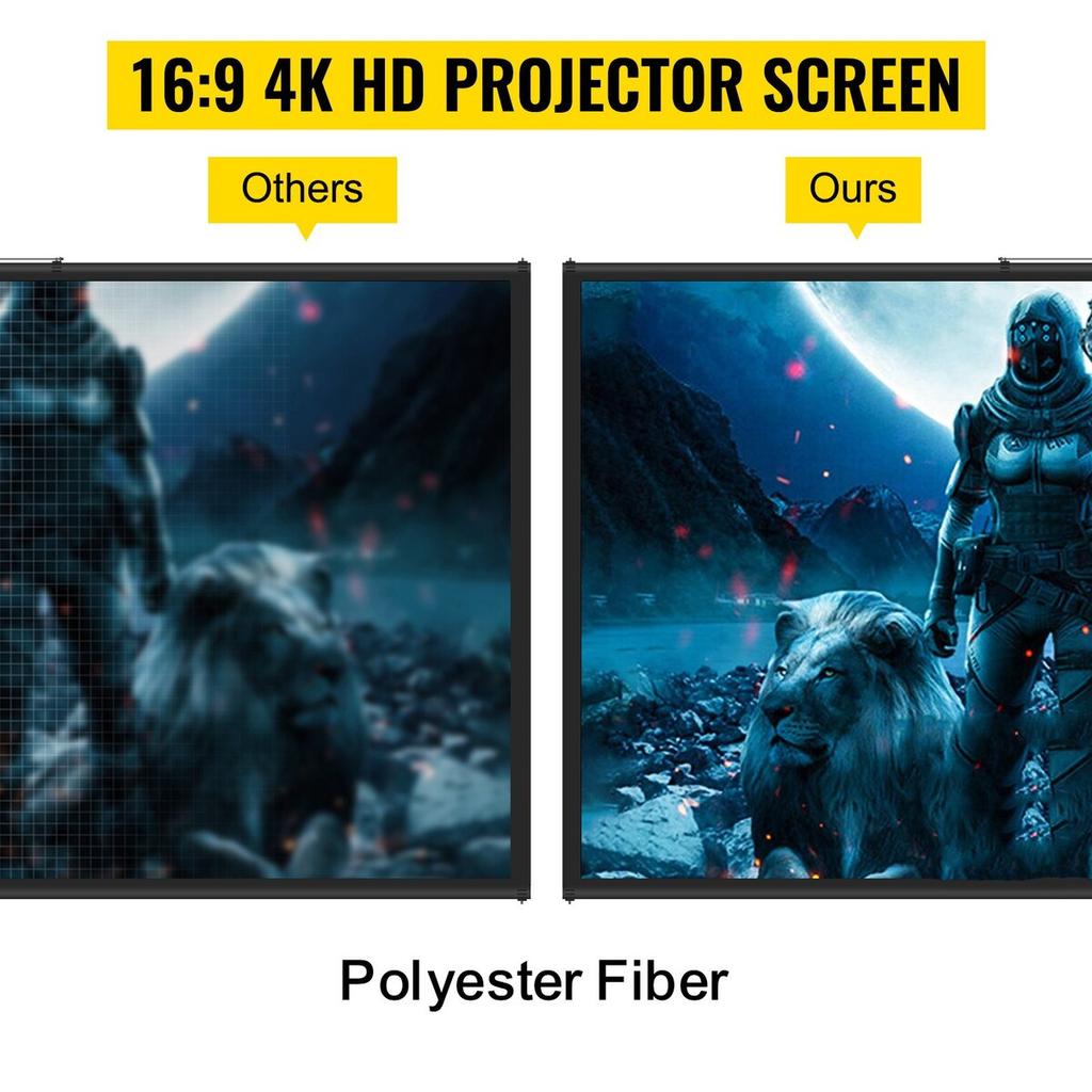 Tripod Projector Screen with Stand 70 inch 16:9 4K HD Projection Screen Stand Wrinkle-Free Height Adjustable Portable Screen for Projector Indoor &