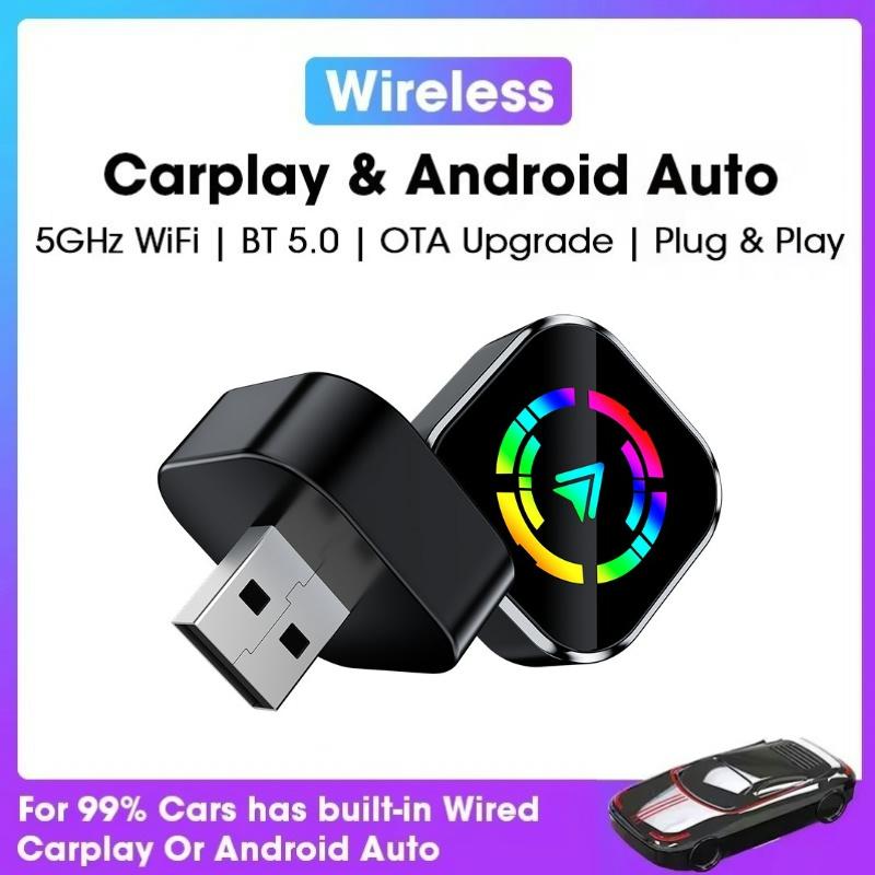 2 in 1 Mini Wireless CarPlay Adapter Android Auto Plug&Play Wireless Smart Car AI Box Intelligent Systems Car Accessories