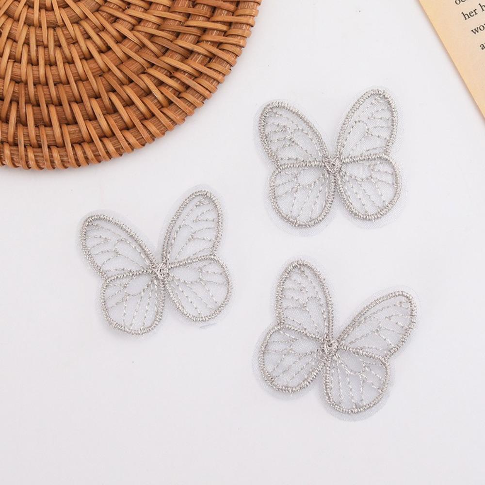 100pcs 4.5CM Chiffon Butterfly 3D Simulation Mesh Butterfly Patch Hair Clip Accessories