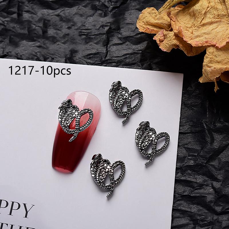 10 шт. ретро металлический крест темный панк 3D сплав детали для дизайна ногтей декор Хэллоуин череп блестящие подвески для ногтей принадлежности салон