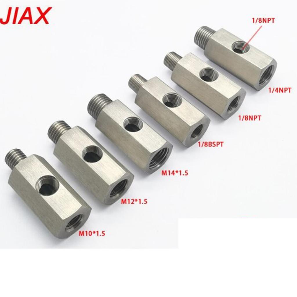 Stainless Steel Side Holes 1/8"NPT Female M12 M10 M14 1/8NPT 1/4NPT Oil Pressure Sensor Connector Feed Line Gauge Tee Adapter