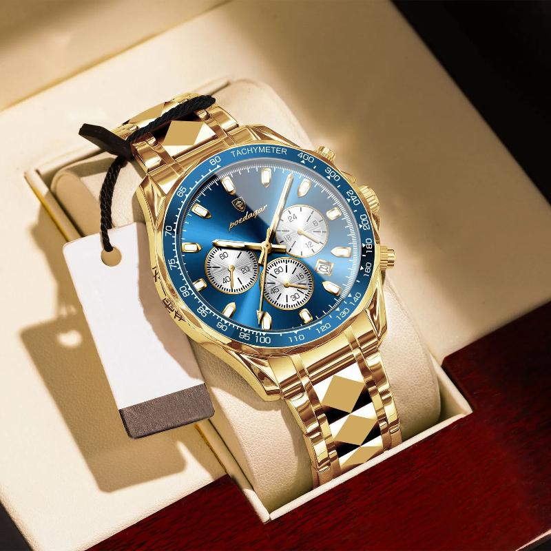 POEDAGAR Роскошные мужские наручные часы Водонепроницаемые светящиеся часы-хронограф для мужчин из нержавеющей стали Мужские кварцевые часы Мужские подарки Reloj Hombre