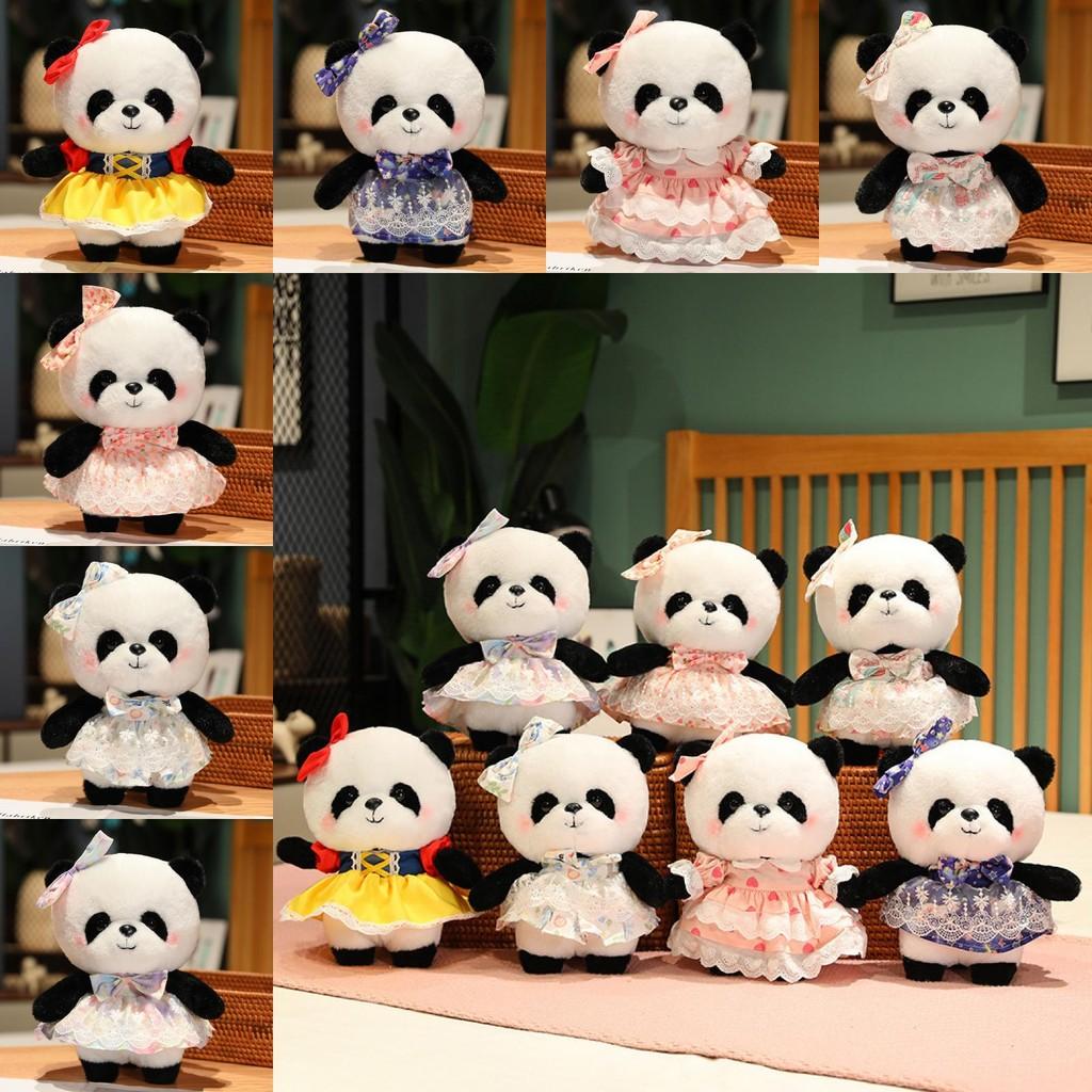 Cute Lolita Sweet Dress Panda Plush Toys Cartoon Girls Birthday Dolls Gifts