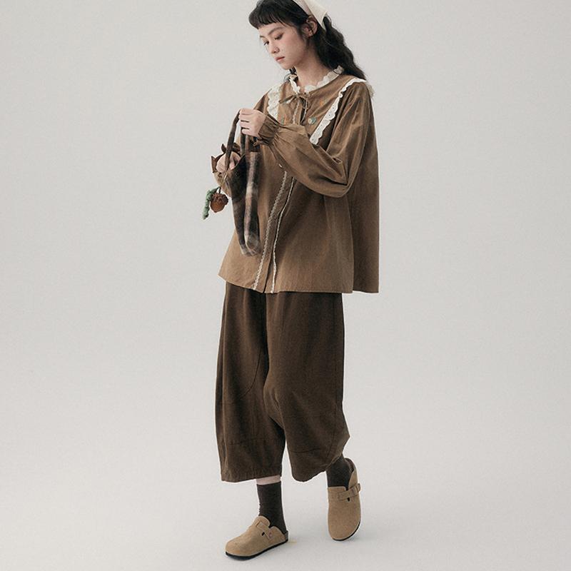 Johnature Весенние японские свободные широкие брюки женские укороченные повседневные шаровары