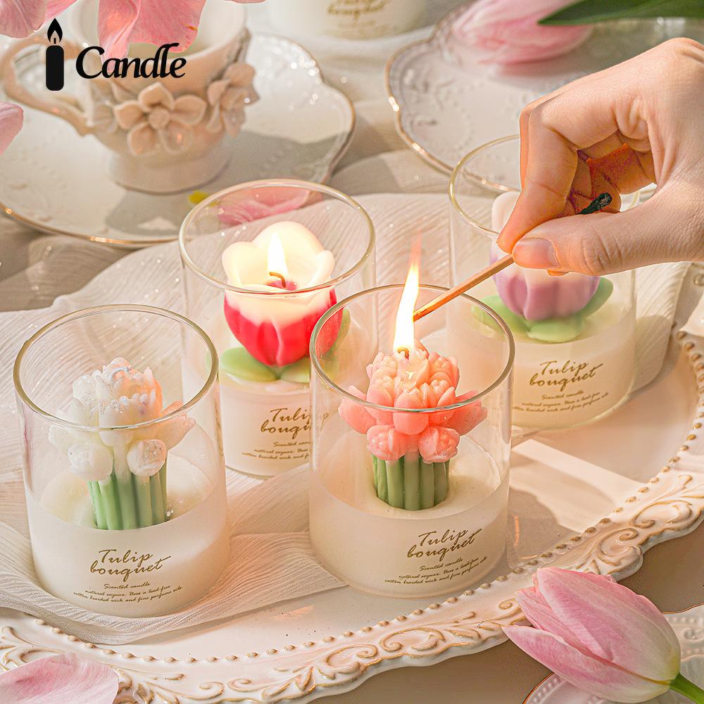 Ароматизированная свеча Lover Flower ins атмосфера аромат подарочная коробка тюльпан букет форма ароматизированная свеча чашка