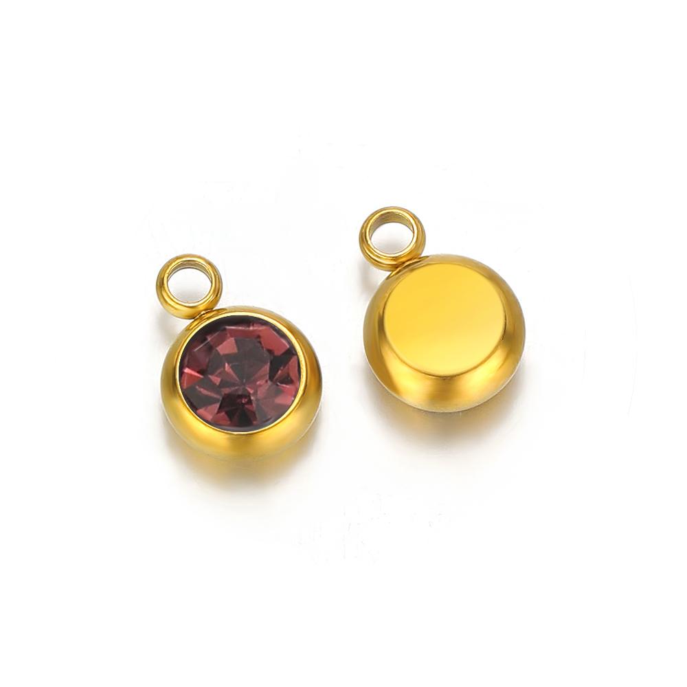 20pcs Stainless Steel 6mm Zircon 12 Months Birthstone Charms Beads for DIY Jewelry Necklace Bracelet Findings Earrings Making