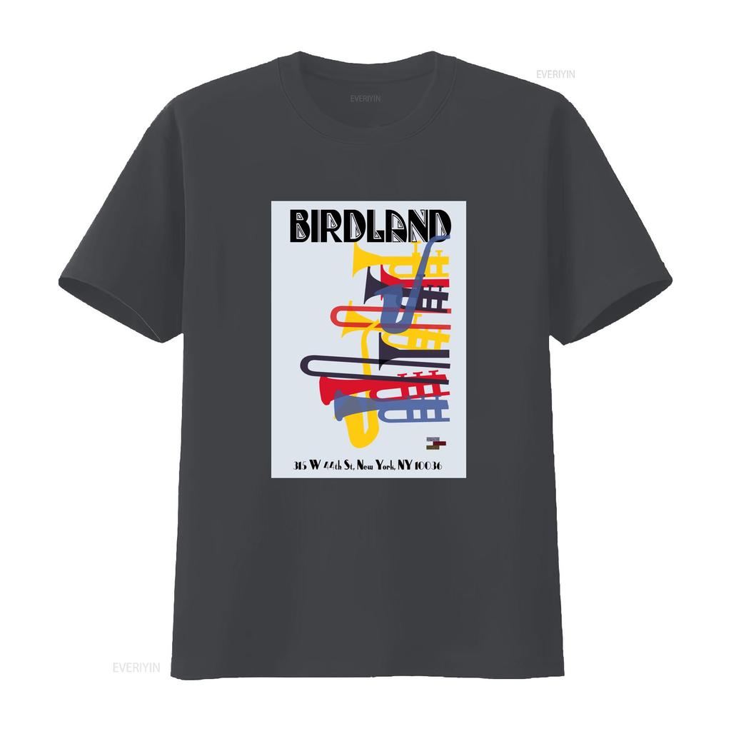 Birdland 1949 Poster Theater Bird Cotton T Shirt Jazz Music Live Coltrane Design New York Inspired Retro Style vintage Washed