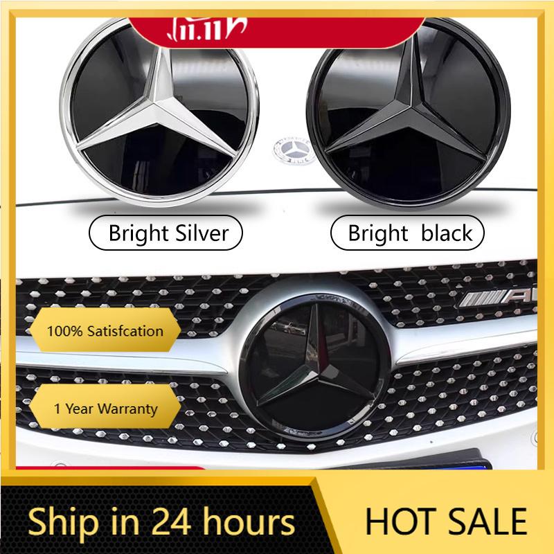 XJBIQ1 New For Mercedes Benz 3d Chrome Black Star Logo Car Front Grille Emblem For Mercedes Benz W205 W212 W207 A B C E SLK GLK CLA CLS