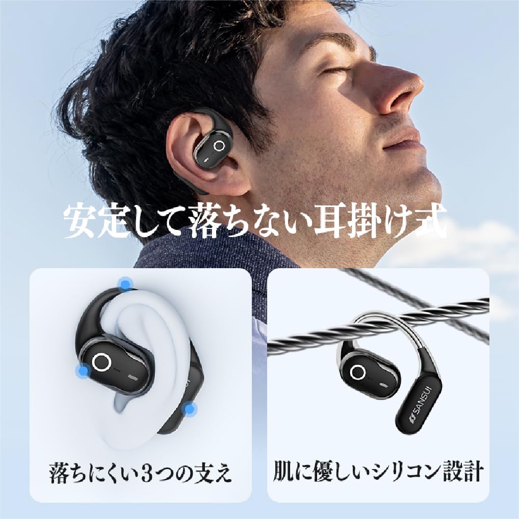 SANSUI Беспроводные Bluetooth Наушники с Автоматическим Шумоподавлением, Водонепроницаемые IPX5, Быстрая Зарядка, Компактные, Идеальны для и Игровых, V5.4, Подавление Шума, Сопряжение, Устойчивые к Повреждениям, Type-C