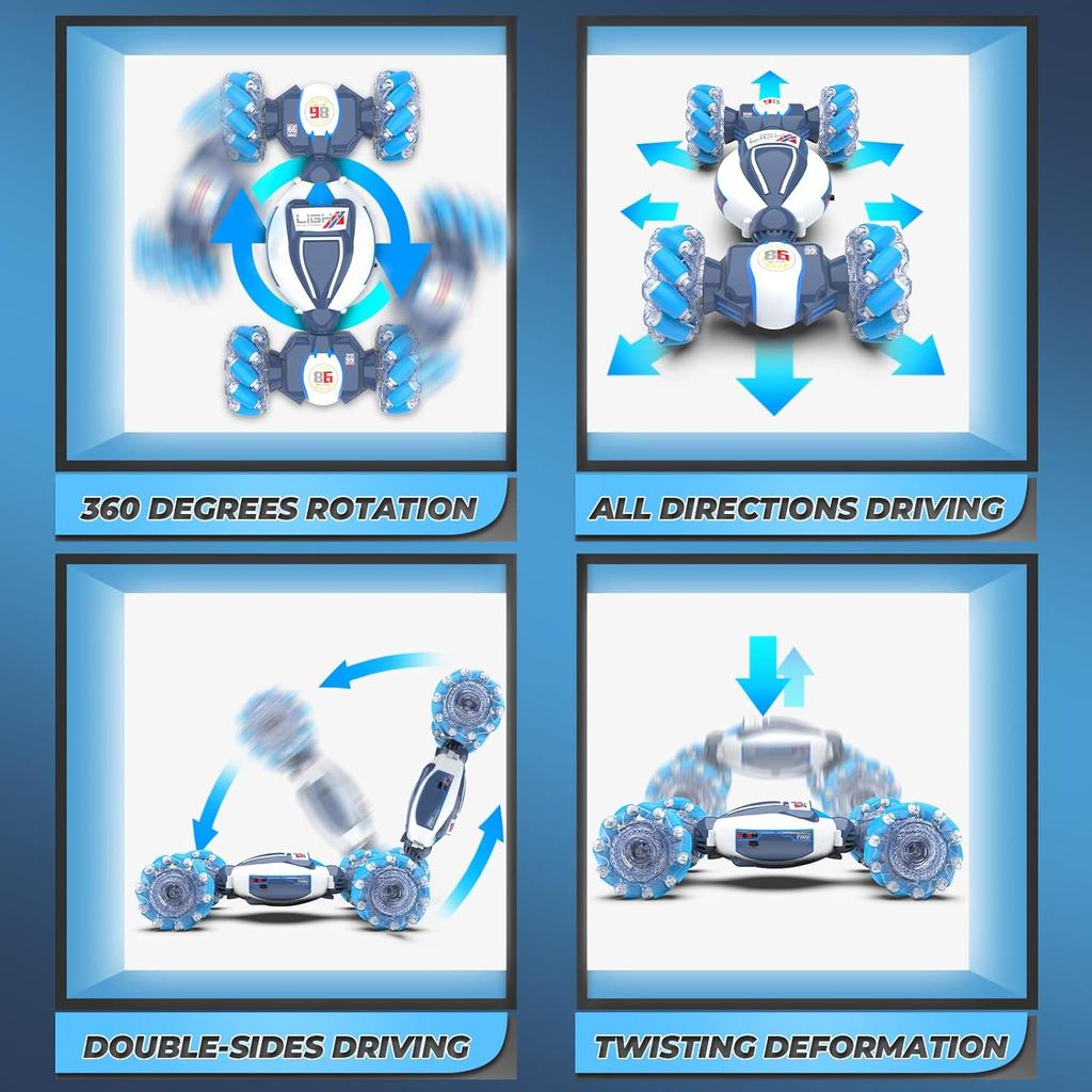 Радиоуправляемая машина с жестами, каскадерская машина с ручным управлением для мальчиков и девочек 6–12 лет, 4WD, 2,4 ГГц, пульт дистанционного управления, датчик жестов, игрушечные машинки, дрифт-поворотный автомобиль со светлой музыкой