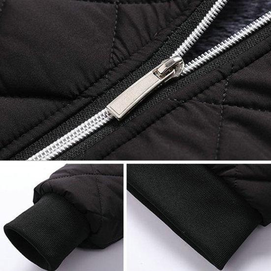 Мужская зимняя однотонная куртка, пальто с воротником-стойкой, карманы с длинными рукавами, планка на молнии, теплое пальто, клетчатая текстура, повседневная верхняя одежда на флисовой подкладке