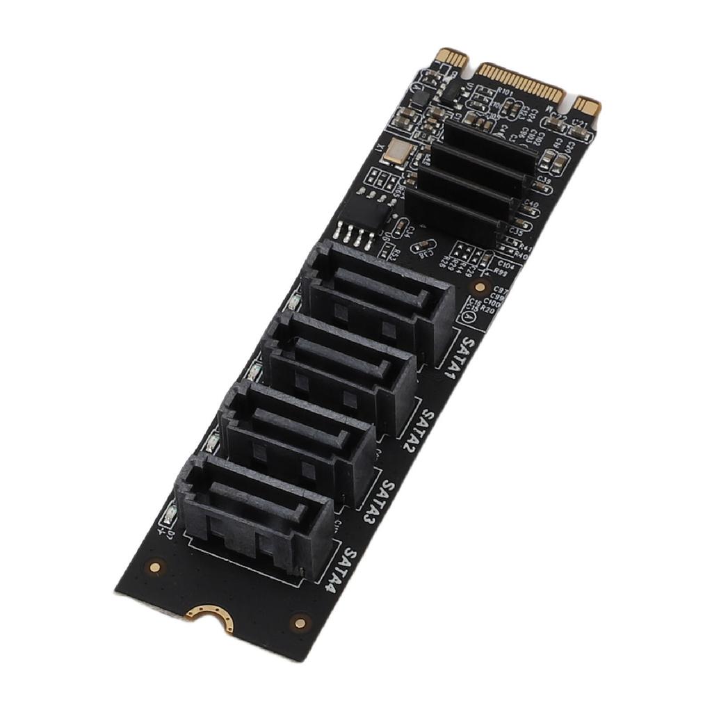 M.2 to Serial ATA3.0 Adapter Card ASM1166 M.2 M Key B Key PCI E 3.0 NVME Expansion Card with Smart Indicator Supports