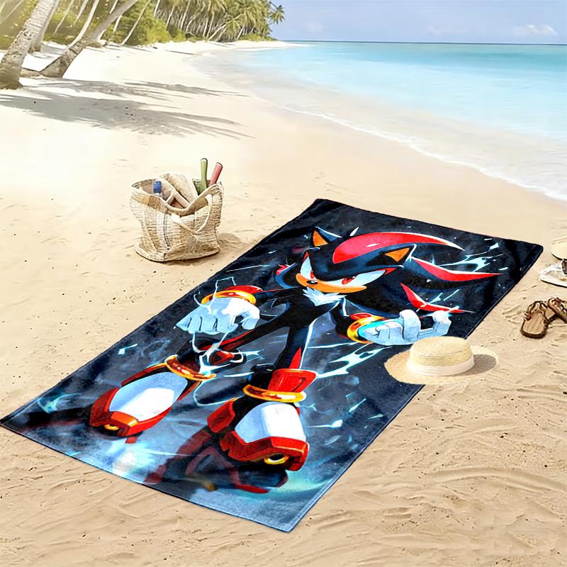 1pc SONIC Beach Towel Ideal Birthday Gift For Family, A Vibrant Beach Towel Suitable for Outdoor Activities