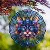 Bohemian Blue Cat Metal Wind Chime - Vibrant, Colorful Design with 360° Rotating Hook, Dual-Sided Print for Garden, Balcony, Yard Decor - Ideal