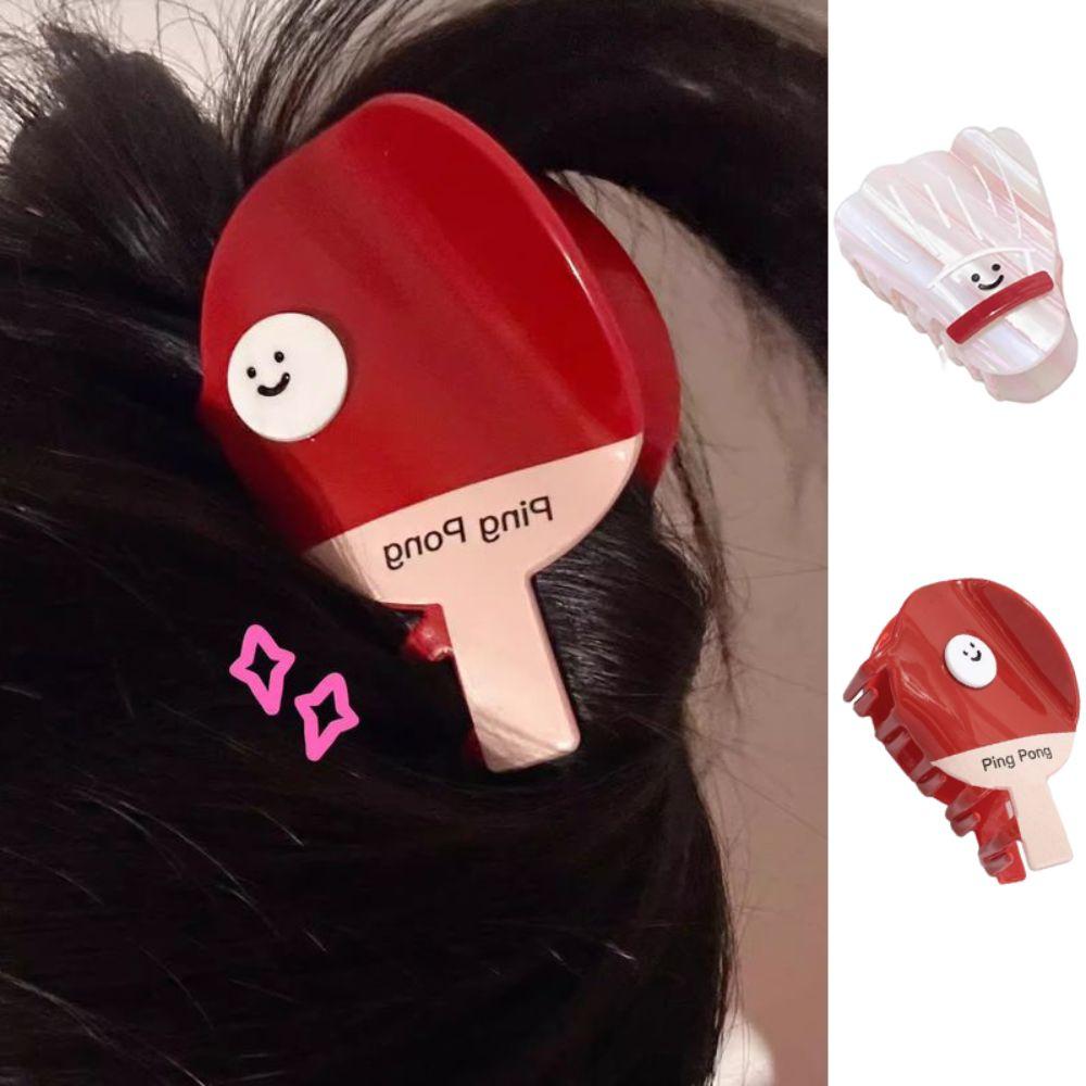 Sweet Table Tennis Racket Hairpin Small Hair Claw Clip Cute Badminton Hairpin Women Decoration