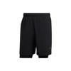 Two-In-One Built-In Compression Shorts with Elastic Waist Men Bottoms Black HR3772