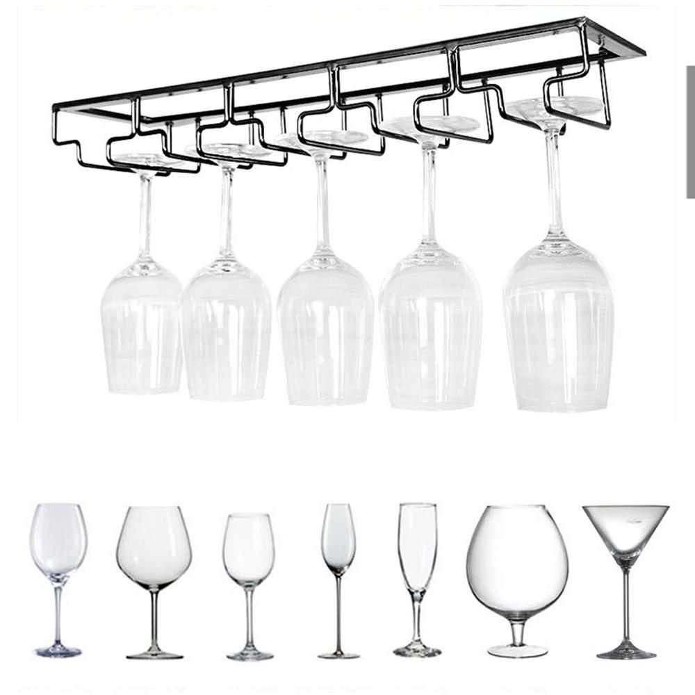 Kitchen Storage Organizer Iron Wine Rack Glass Holder Glass Goblet Iron Rack Stemware Stand Hanging Shelf Bar Tool Under Cabinet