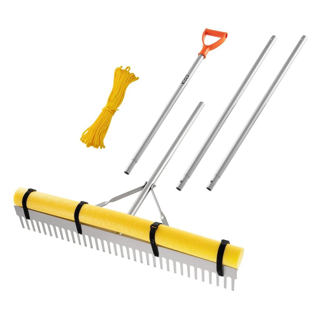 Landscape Rake, 914 mm Wide Head 2590 mm Handle, Large Heavy Duty Aluminum Landscaping Leaf Rake Tool, Asphalt Level for Loosening Soil, Garden &