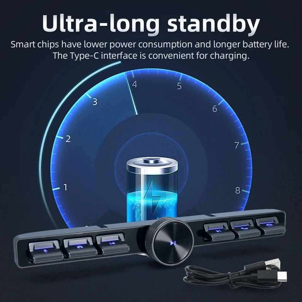 Умный контроллер рулевого колеса Беспроводная кнопка управления с подсветкой Интеллектуальное управление громкостью Для навигационного плеера