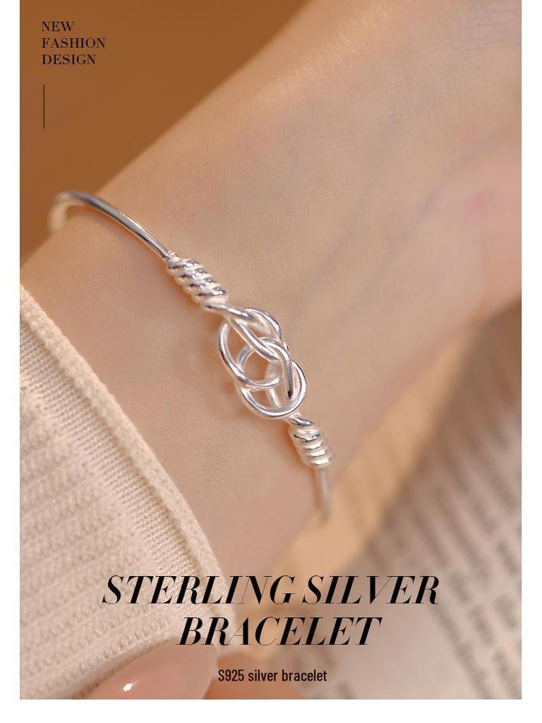 Браслет Banyan Tree из серебра 925 пробы с геометрическим узлом, женский, ретро, открытый, подарок