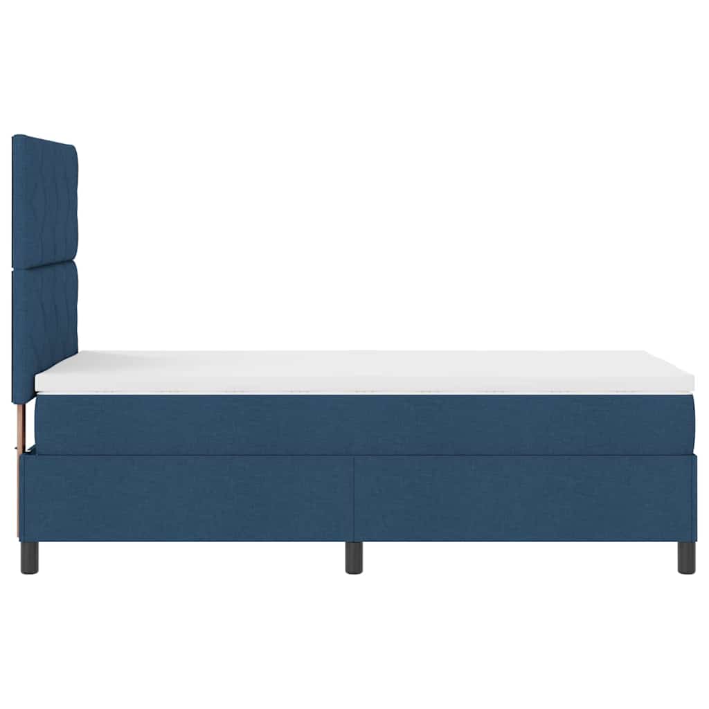 Box Spring Bed with Headboard Blue 90 x 190 cm Fabric