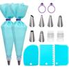 Piping Bags and Tips Set with Silicone Ties and Icing Spatula Baking Tools Kit Cake Decorating Nozzles Converter Home Pastry Cookie Supplies
