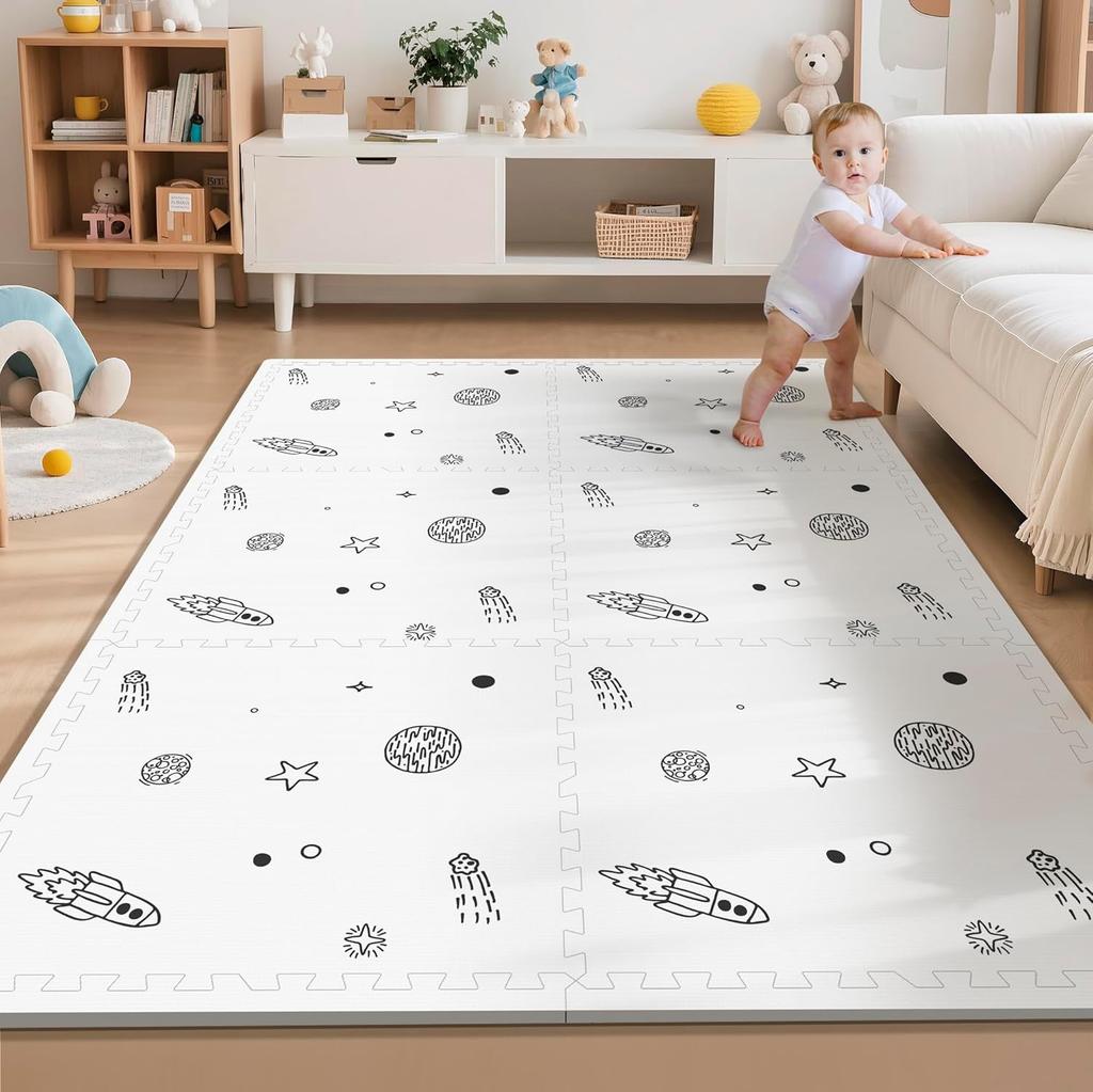 Baby Play Mat, 72x48-Inch Baby Foam Play Mat,6-Piece Interlocking Foam Floor Tiles for Toddlers, Floor Mats for Kids