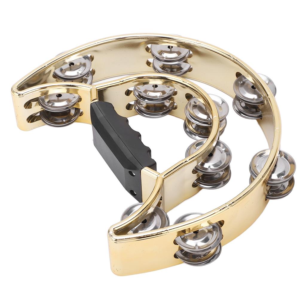 Двухрядный ручной тамбурин металлический тамбурин с позолоченными колокольчиками ударный музыкальный инструмент желтый