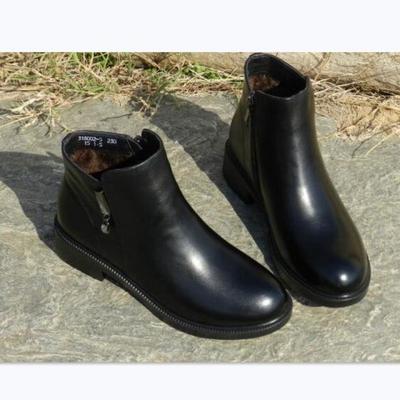 Женская обувь зимняя бархатная женские ботинки новые кожаные теплые короткие ботинки женский средний каблук модные хлопковые туфли