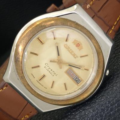 ЯПОНИЯ ВИНТАЖ ORIENT CRYSTAL АВТОМАТИЧЕСКИЕ 46941 МУЖСКИЕ ЧАСЫ ОРИГИНАЛЬНЫЙ ЦИФЕРБЛАТ a703368-1