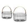 Basket - Round - Black and Gold - Metal - 2 Pcs