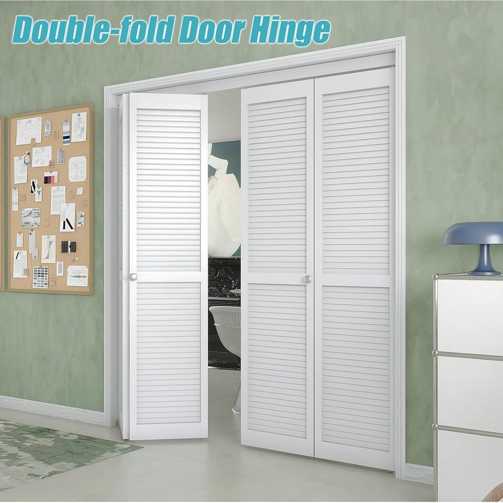 Bifold Door Track Kit, 2 Sets Bi-Fold Door Hardware Repair Kit Folding Doors Replacement Parts Includes Top Bottom Pivots, Bracket