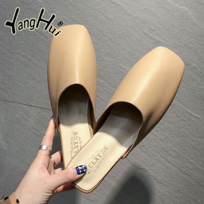 Ретро мода ленивые женские тапочки 2024 новые модные водонепроницаемые ПУ туфли на плоской подошве для офиса на открытом воздухе летние британские туфли