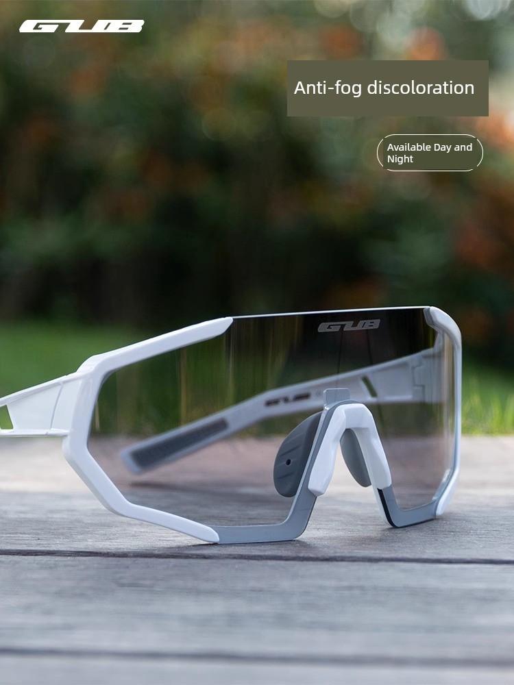Gub7000Pro Anti-Fog Cycling Glasses, Transparent Color-Changing Windproof Goggles for Road Bikes, Suitable for Men and Women, Can Be Used Day and