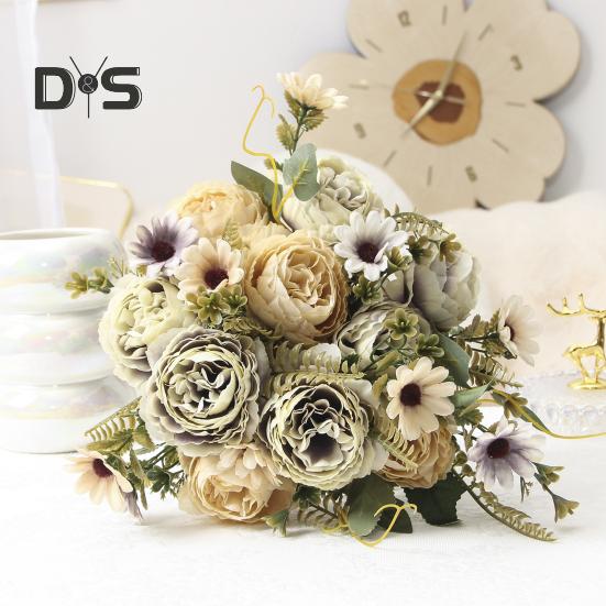Букеты из искусственных цветов, искусственные ромашки, пионы, букеты, искусственные цветы, центральные украшения для стола, цветочные композиции для дома, свадебные украшения для отеля