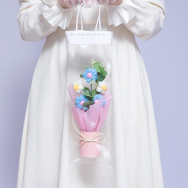 New Cute Bouquet Finished Product Crochet Ornaments Hand Knitted Flower Crochet Flower Bouquet