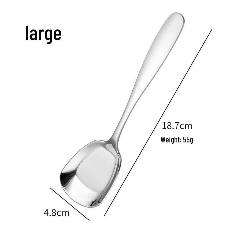 Ложка десертная квадратная с плоским дном из нержавеющей стали 304 - Креативный утолщенный дизайн