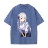 Эмилия Re ZERO Начинаем жизнь с нуля в другом мире Аниме Одежда Мужчины Женщины Футболки Стиранная Футболка Ретро Хлопковая Футболка Харадзюку Топы