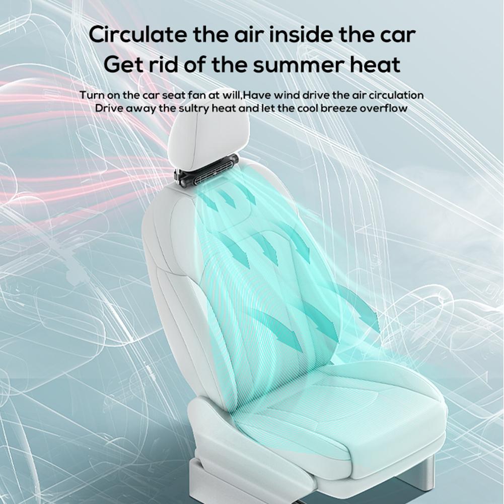 Car Seat Fan Brushless 3 Adjustable Wind Speeds Cooling Air Fan Easy Install USB Plug in for Sedan SUV RV Truck Brushless Motor