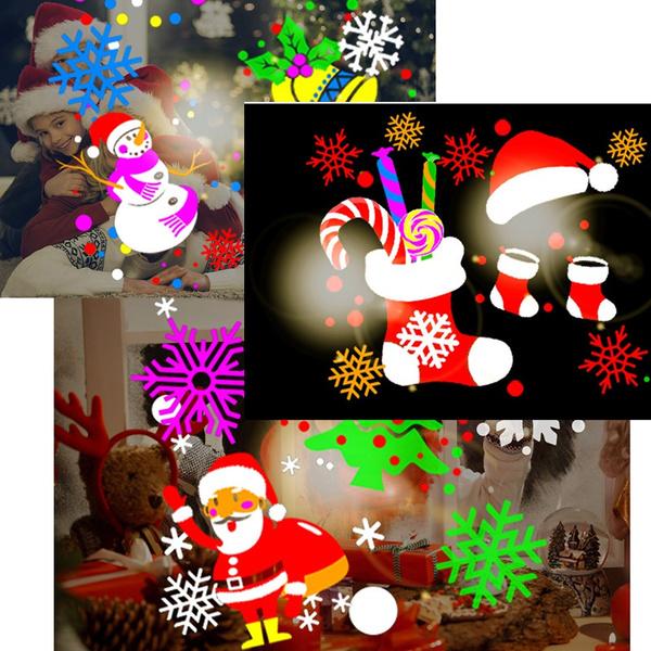 16 Patterns Christmas LED Snowflake Projector Light Laser Projection Outdoor Waterproof Disco Light Home Garden Party Decor
